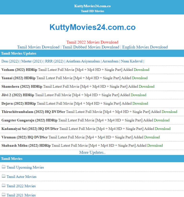 KuttyMovies 2023 New HD Tamil Tollywood Malayalam Dual Audio Movie Download
